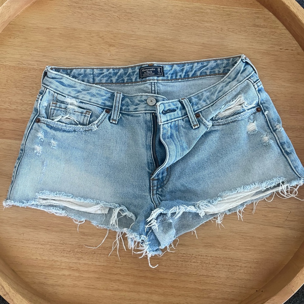 Abercrombie & Fitch Light Blue Distressed Jean Shorts
